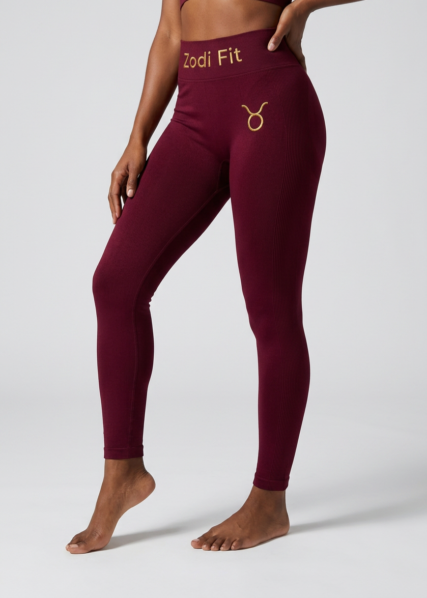 Zodi Fit Taurus Edition Seamless Compression Leggings – Taurus Burgundy