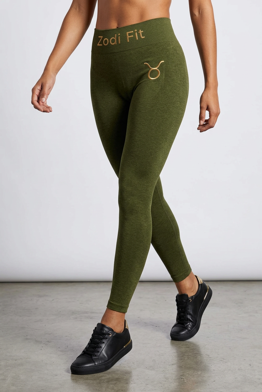 Zodi Fit Taurus Edition Seamless Compression Leggings – Taurus Olive Green
