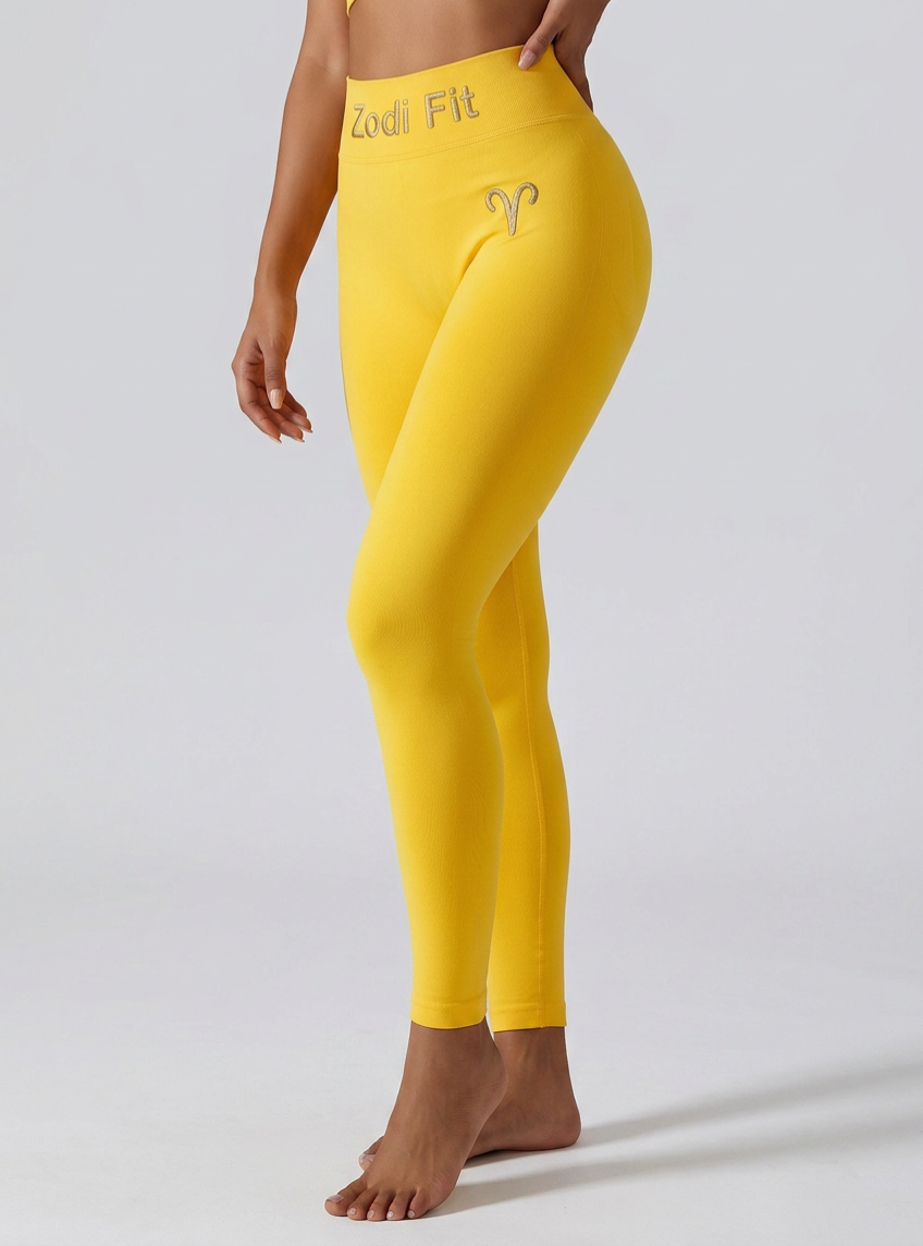 Zodi Fit Aries Edition Seamless Compression Leggings – Aries Flame Yellow