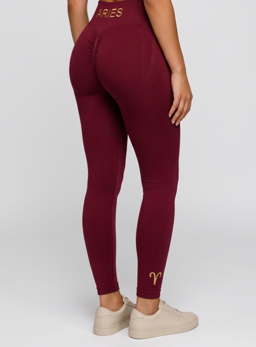 Zodi Fit Aries Edition Seamless Compression Leggings – Aries Crimson Burgundy
