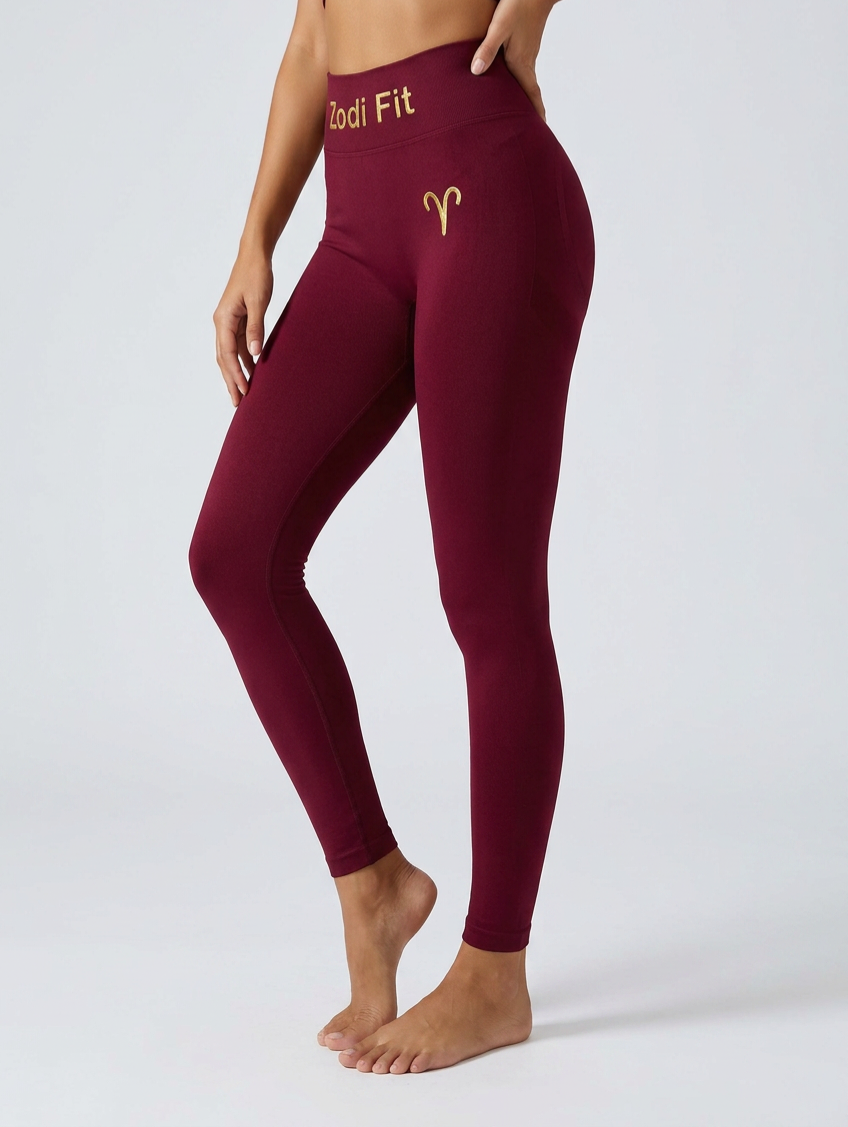 Zodi Fit Aries Edition Seamless Compression Leggings – Aries Crimson Burgundy