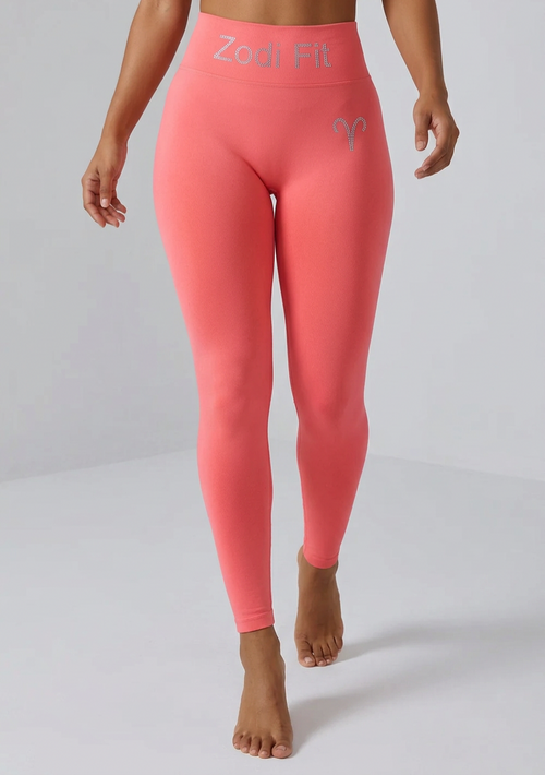 Zodi Fit Aries Edition Seamless Compression Leggings – Aries Coral Pink