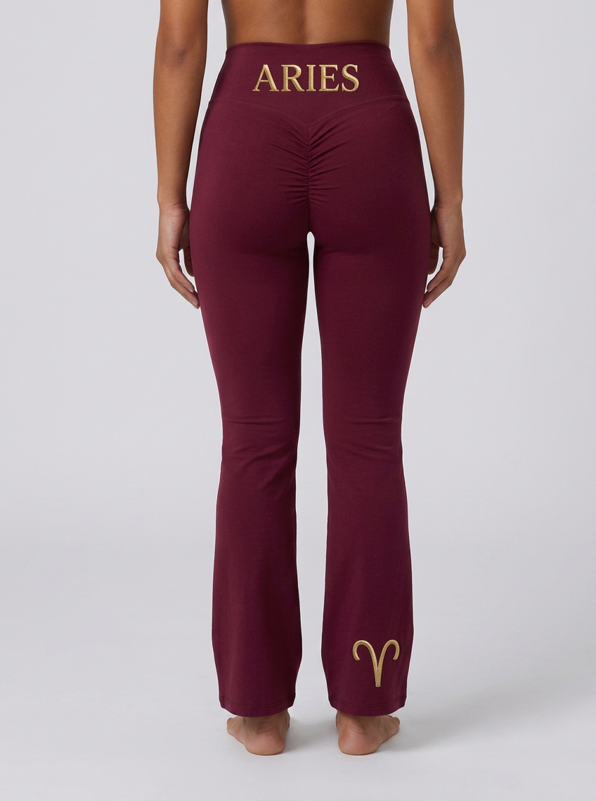 Zodi Fit Aries Edition Luxury Flare Leggings – Aries Burgundy