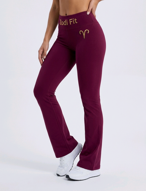 Zodi Fit Aries Edition Luxury Flare Leggings – Aries Burgundy