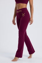 Zodi Fit Taurus Edition Seamless Luxury Flare Leggings – Taurus Crimson Burgundy
