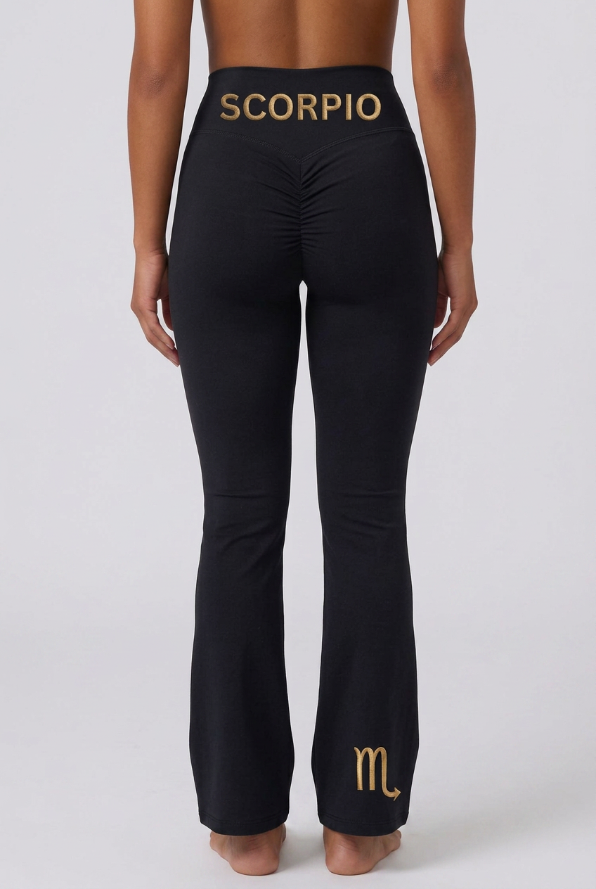 Zodi Fit Scorpio Edition Luxury Flare Leggings – Obsidian Black