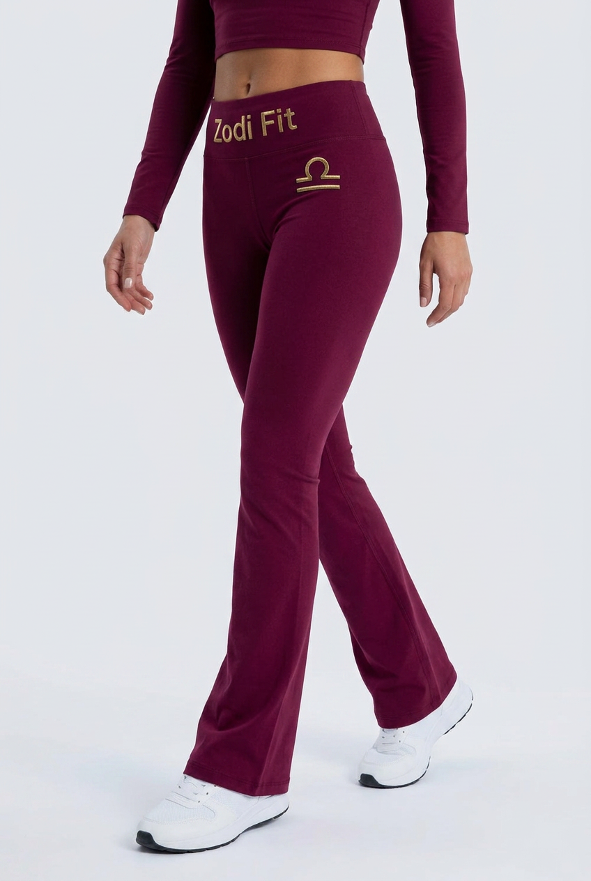 Zodi Fit Libra Edition Luxury Flare Leggings – Libra Burgundy