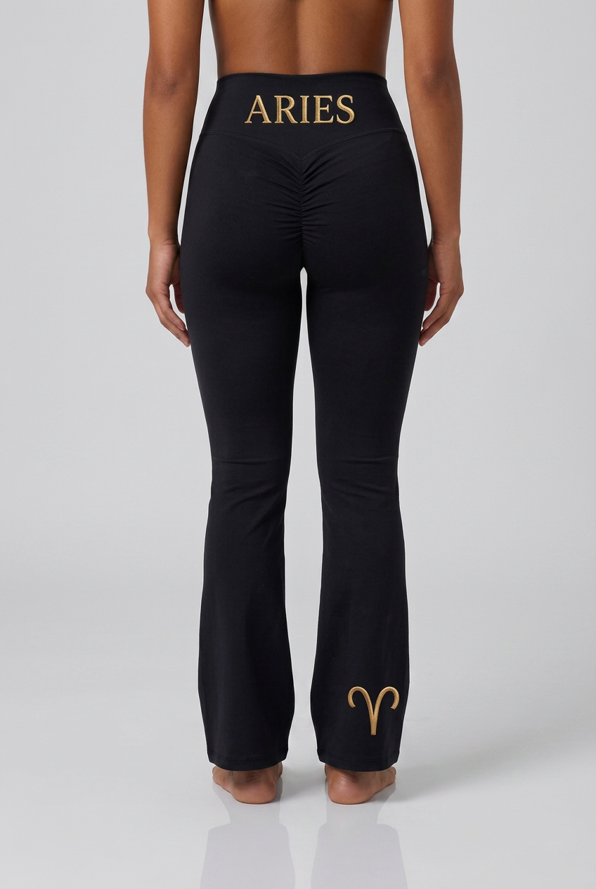 Zodi Fit Aries Edition Luxury Flare Leggings – Aries Onyx Black