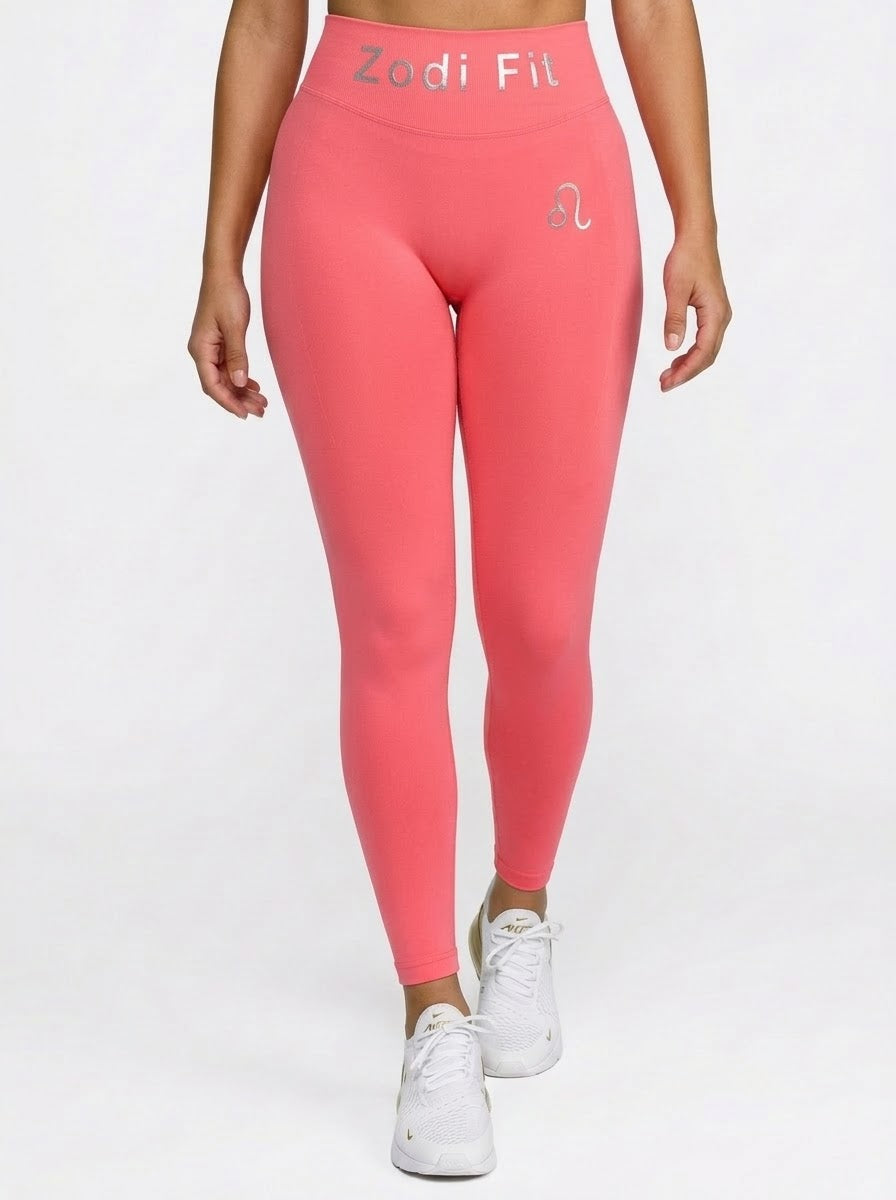 Zodi Fit Leo Collection Seamless Compression Leggings – Coral Pink